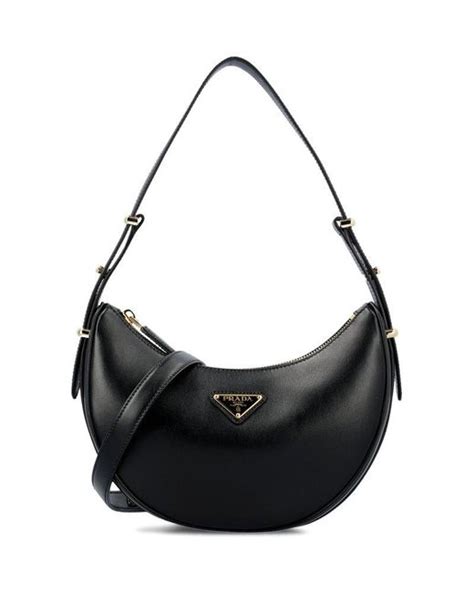 prada triangle logo plaque moon shaped shoulder bag|prada triangle shoulder bag.